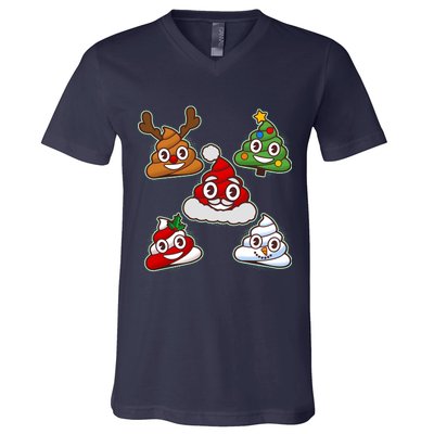 Christmas Poop Emoji Group V-Neck T-Shirt