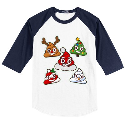 Christmas Poop Emoji Group Baseball Sleeve Shirt