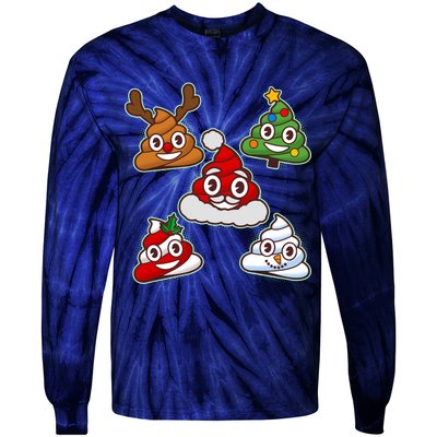 Christmas Poop Emoji Group Tie-Dye Long Sleeve Shirt