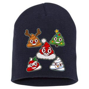 Christmas Poop Emoji Group Short Acrylic Beanie