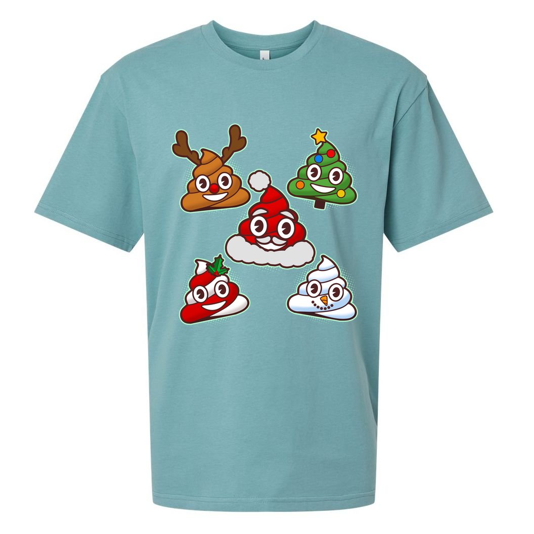 Christmas Poop Emoji Group Sueded Cloud Jersey T-Shirt