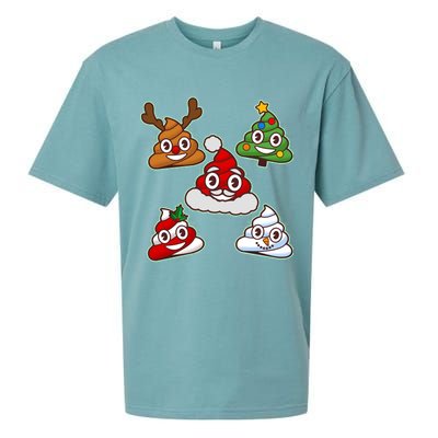 Christmas Poop Emoji Group Sueded Cloud Jersey T-Shirt