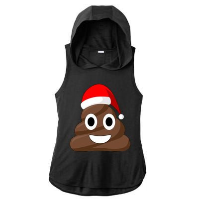 Christmas Poop Emoji Smiley Ladies PosiCharge Tri-Blend Wicking Draft Hoodie Tank