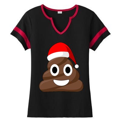 Christmas Poop Emoji Smiley Ladies Halftime Notch Neck Tee