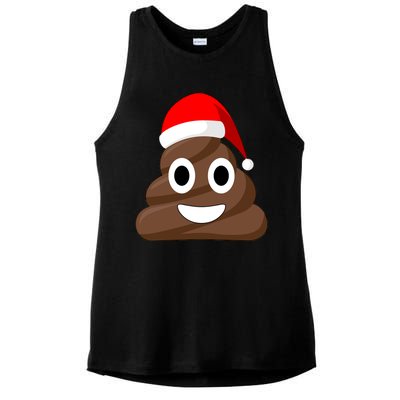 Christmas Poop Emoji Smiley Ladies PosiCharge Tri-Blend Wicking Tank