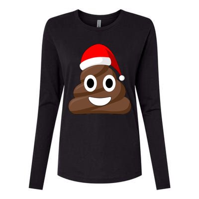 Christmas Poop Emoji Smiley Womens Cotton Relaxed Long Sleeve T-Shirt