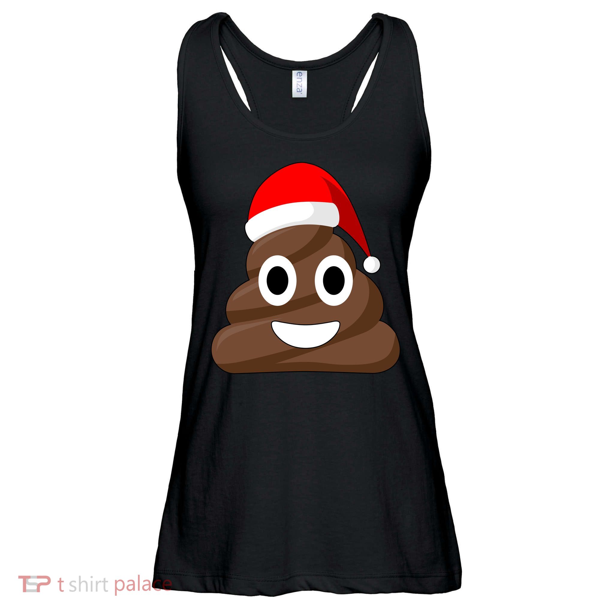 Christmas Poop Emoji Smiley Ladies Essential Flowy Tank