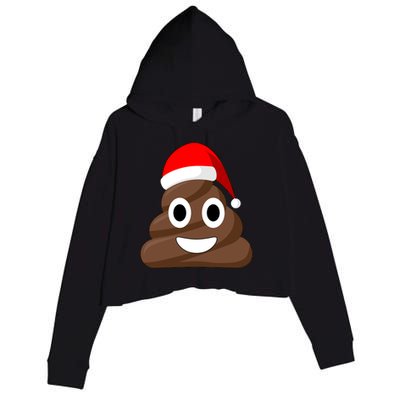 Christmas Poop Emoji Smiley Crop Fleece Hoodie