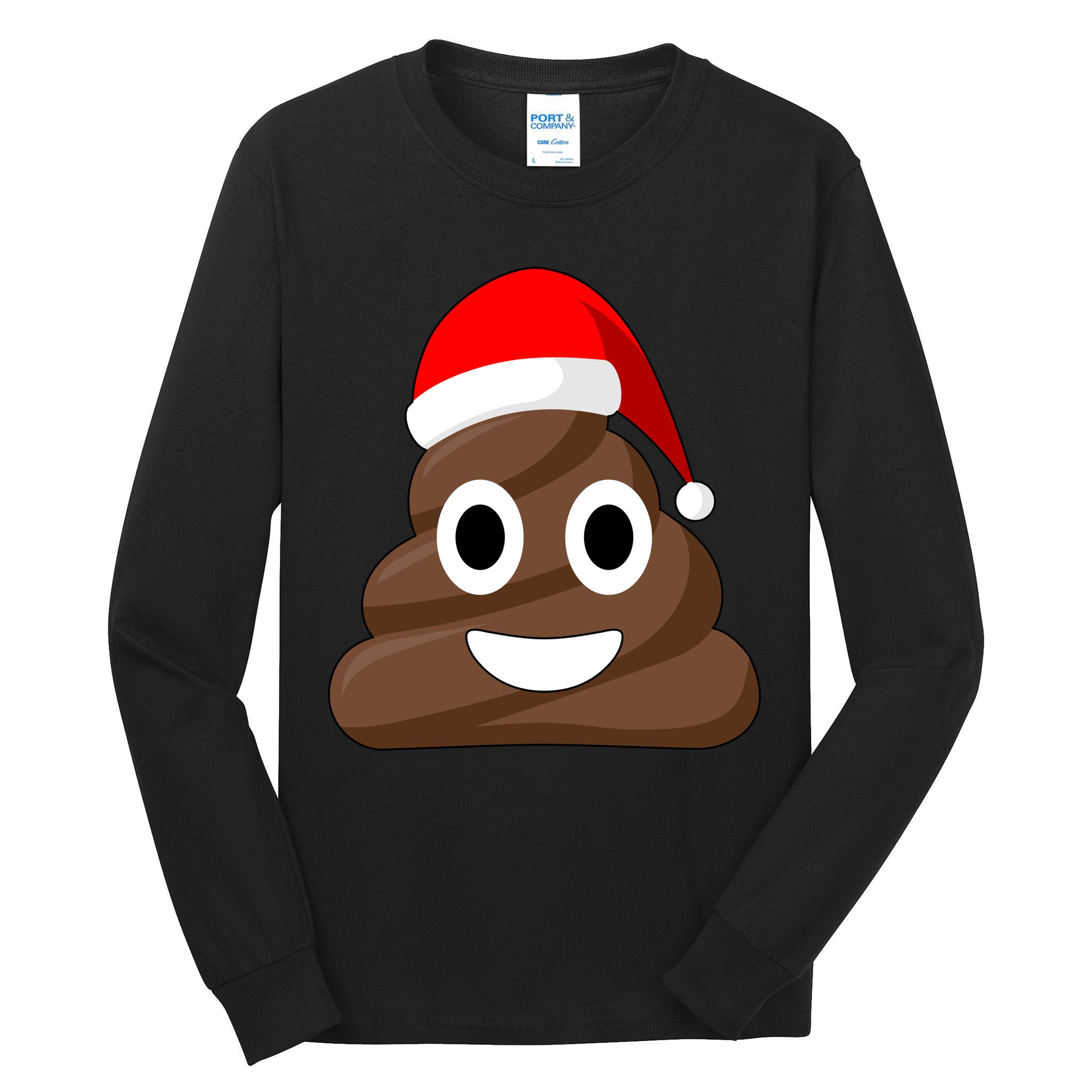 Christmas Poop Emoji Smiley Tall Long Sleeve T-Shirt