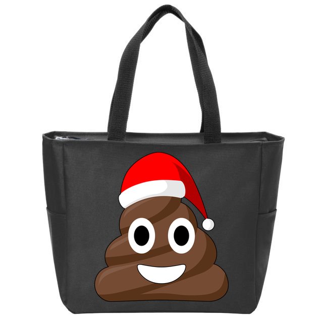 Christmas Poop Emoji Smiley Zip Tote Bag