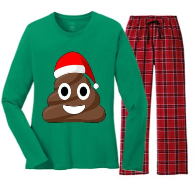 Christmas Poop Emoji Smiley Women's Long Sleeve Flannel Pajama Set 