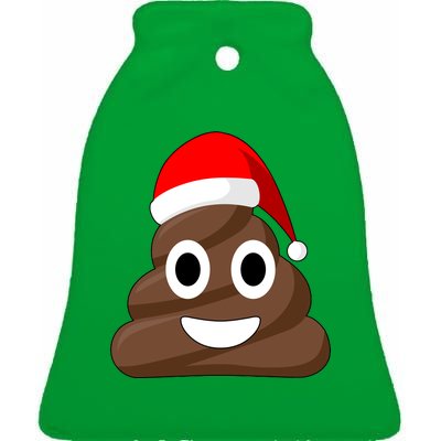 Christmas Poop Emoji Smiley Ceramic Bell Ornament