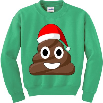 Christmas Poop Emoji Smiley Kids Sweatshirt