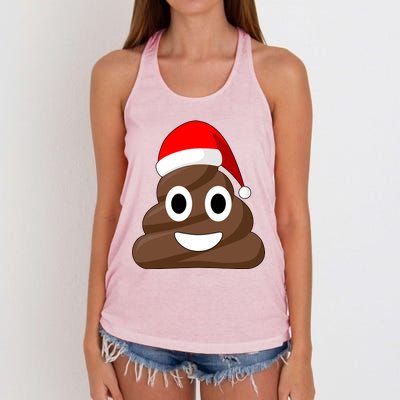 Christmas Poop Emoji Smiley Women's Knotted Racerback Tank