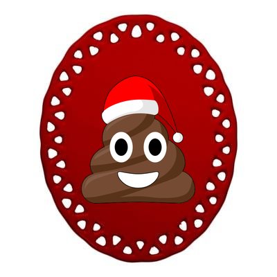 Christmas Poop Emoji Smiley Ceramic Oval Ornament