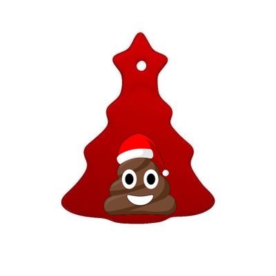 Christmas Poop Emoji Smiley Ceramic Tree Ornament