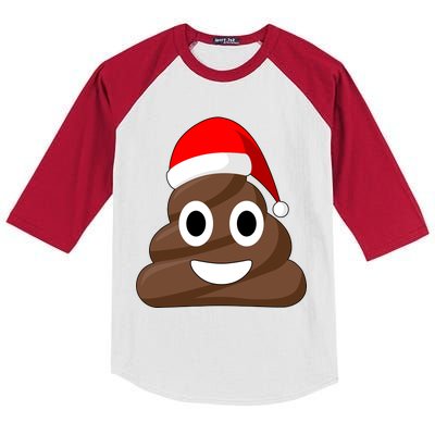 Christmas Poop Emoji Smiley Kids Colorblock Raglan Jersey