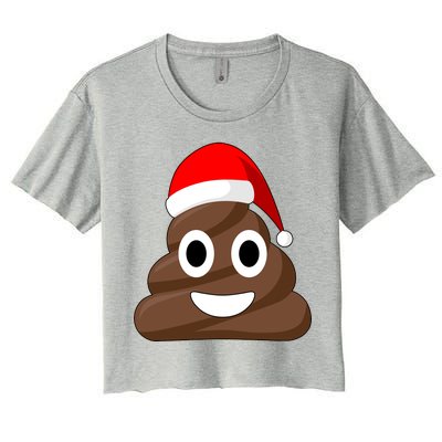 Christmas Poop Emoji Smiley Women's Crop Top Tee