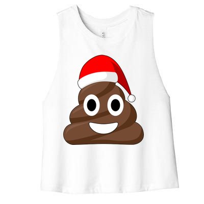 Christmas Poop Emoji Smiley Women's Racerback Cropped Tank