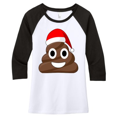 Christmas Poop Emoji Smiley Women's Tri-Blend 3/4-Sleeve Raglan Shirt