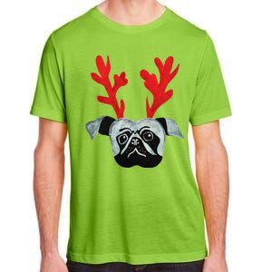 Christmas Pug Reindeer Adult ChromaSoft Performance T-Shirt