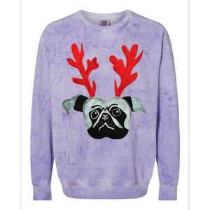 Christmas Pug Reindeer Colorblast Crewneck Sweatshirt