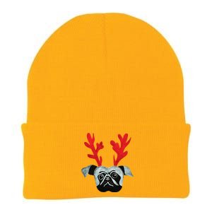 Christmas Pug Reindeer Knit Cap Winter Beanie