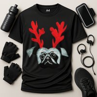 Christmas Pug Reindeer Cooling Performance Crew T-Shirt