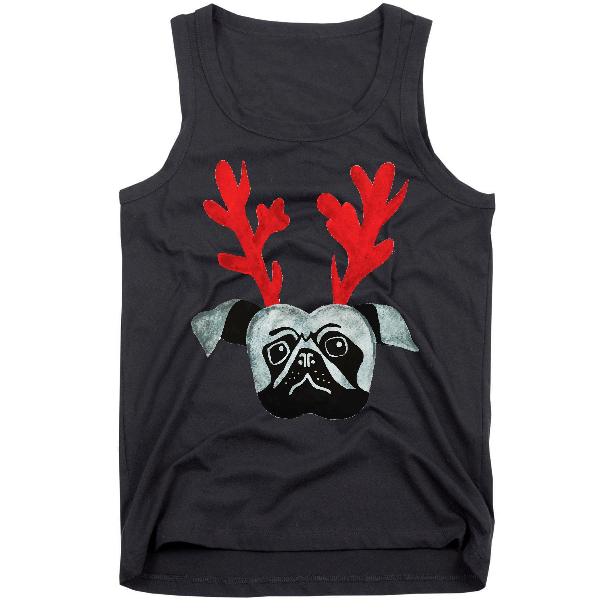 Christmas Pug Reindeer Tank Top