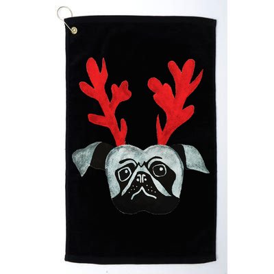 Christmas Pug Reindeer Golf Towel