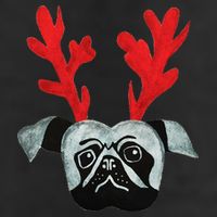 Christmas Pug Reindeer Golf Towel