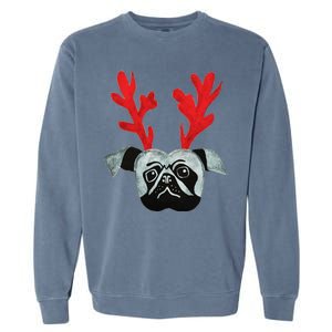 Christmas Pug Reindeer Garment-Dyed Sweatshirt