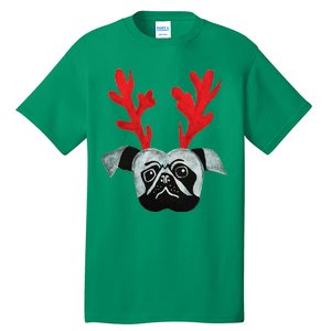 Christmas Pug Reindeer Tall T-Shirt