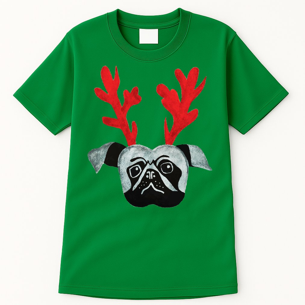 Christmas Pug Reindeer Tall T-Shirt