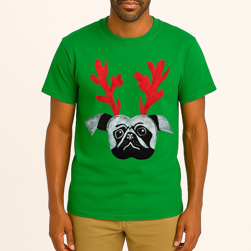 Christmas Pug Reindeer Tall T-Shirt