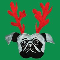 Christmas Pug Reindeer Button