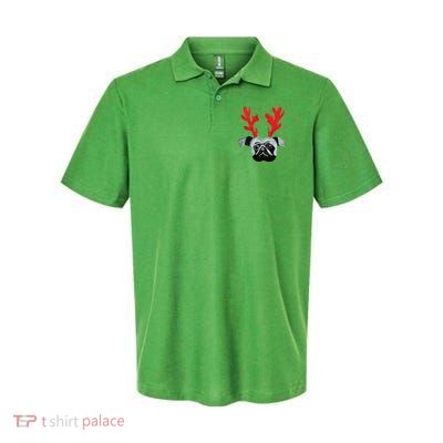 Christmas Pug Reindeer Softstyle Adult Sport Polo
