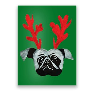 Christmas Pug Reindeer Poster