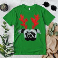 Christmas Pug Reindeer Premium T-Shirt