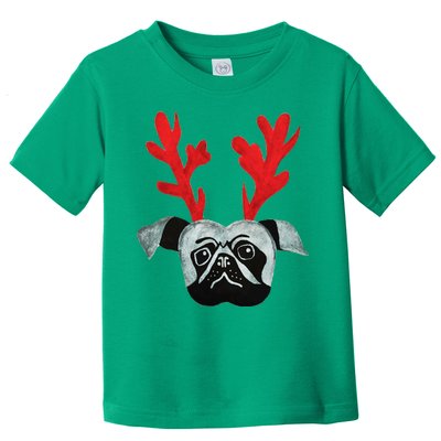 Christmas Pug Reindeer Toddler T-Shirt