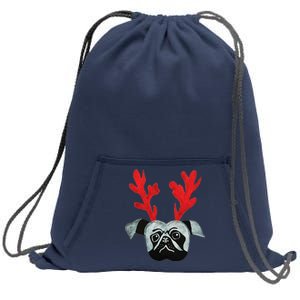 Christmas Pug Reindeer Sweatshirt Cinch Pack Bag