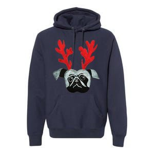 Christmas Pug Reindeer Premium Hoodie