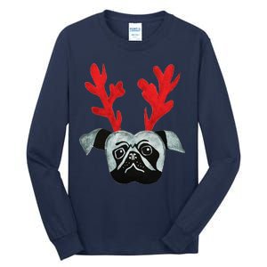 Christmas Pug Reindeer Tall Long Sleeve T-Shirt