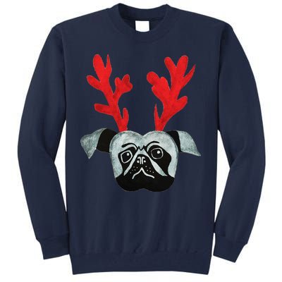 Christmas Pug Reindeer Tall Sweatshirt