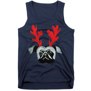 Christmas Pug Reindeer Tank Top