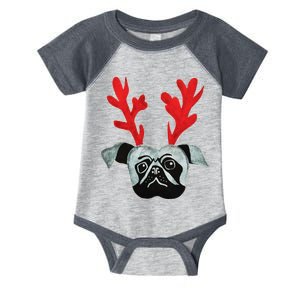 Christmas Pug Reindeer Infant Baby Jersey Bodysuit