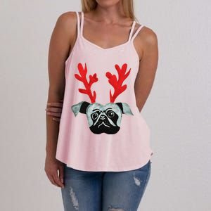 Christmas Pug Reindeer Women's Strappy Tank