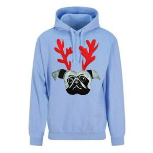 Christmas Pug Reindeer Unisex Surf Hoodie