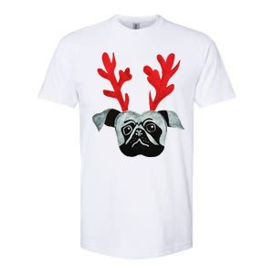 Christmas Pug Reindeer Softstyle CVC T-Shirt