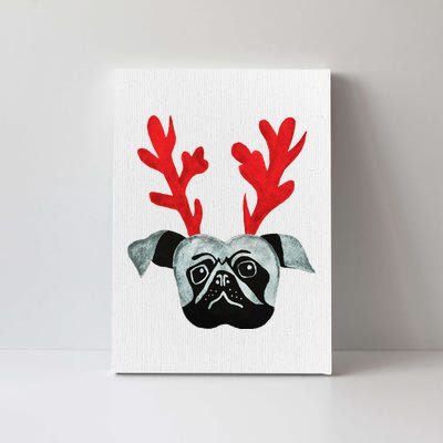 Christmas Pug Reindeer Canvas